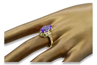 Кольцо Александрит 14-кв Желтое золото Винтаж стиль vrc134y